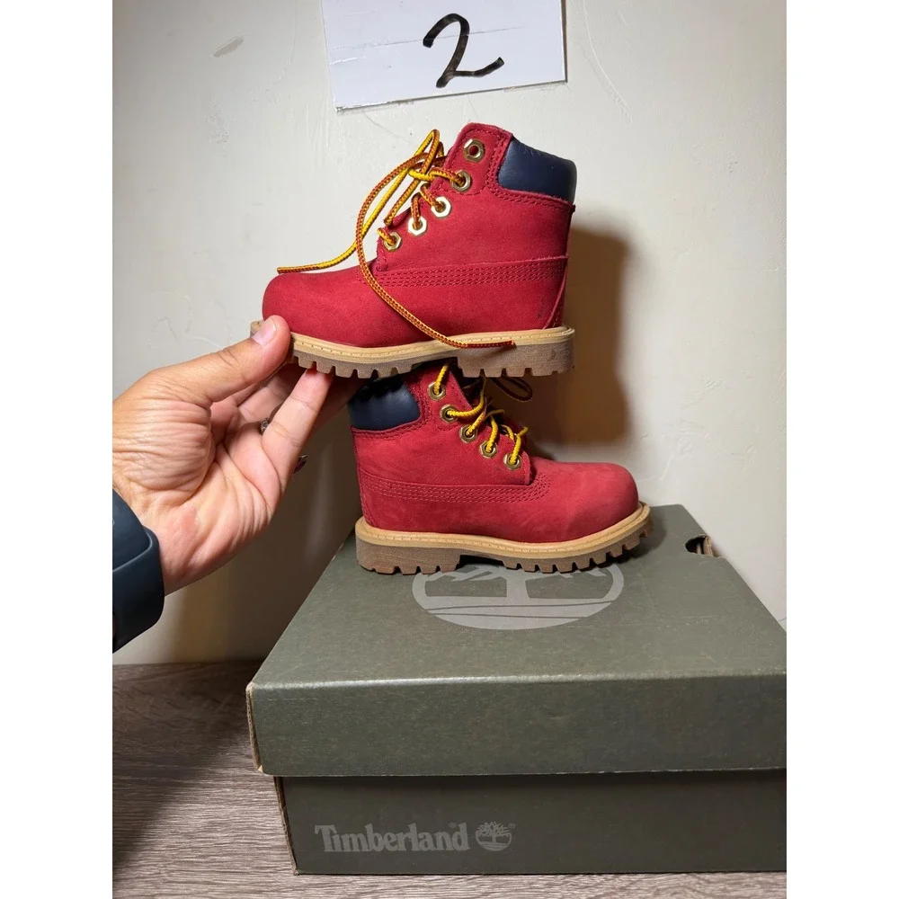 Timberland Boots 6-Inch Premium Waterproof Red Toddler Size 5